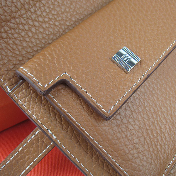 High Quality Hermes Kelly Long Clutch Bag Light Coffee H009 Replica